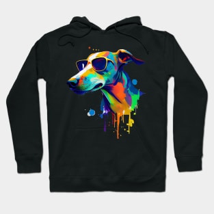 Colourful Cool Greyhound Dog with Sunglasses Hoodie